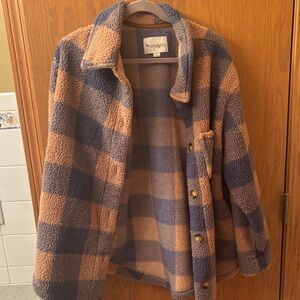 Kensie Blue and Tan Teddy Jacket